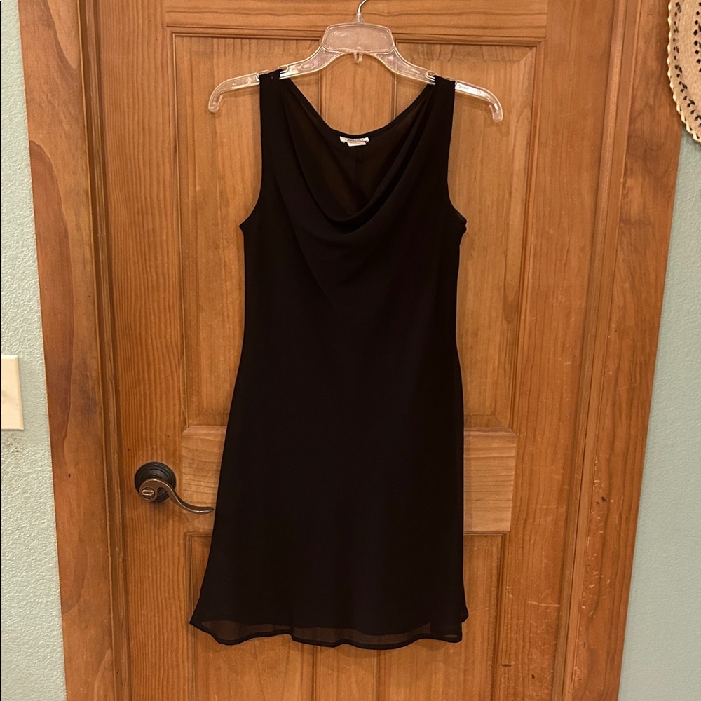 Sleek Black Cowl Neck Mini Dress